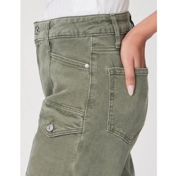 Paige Alexis High Rise Barrel Leg Cargo in Vintage Ivy Green - Picture 7 of 12
